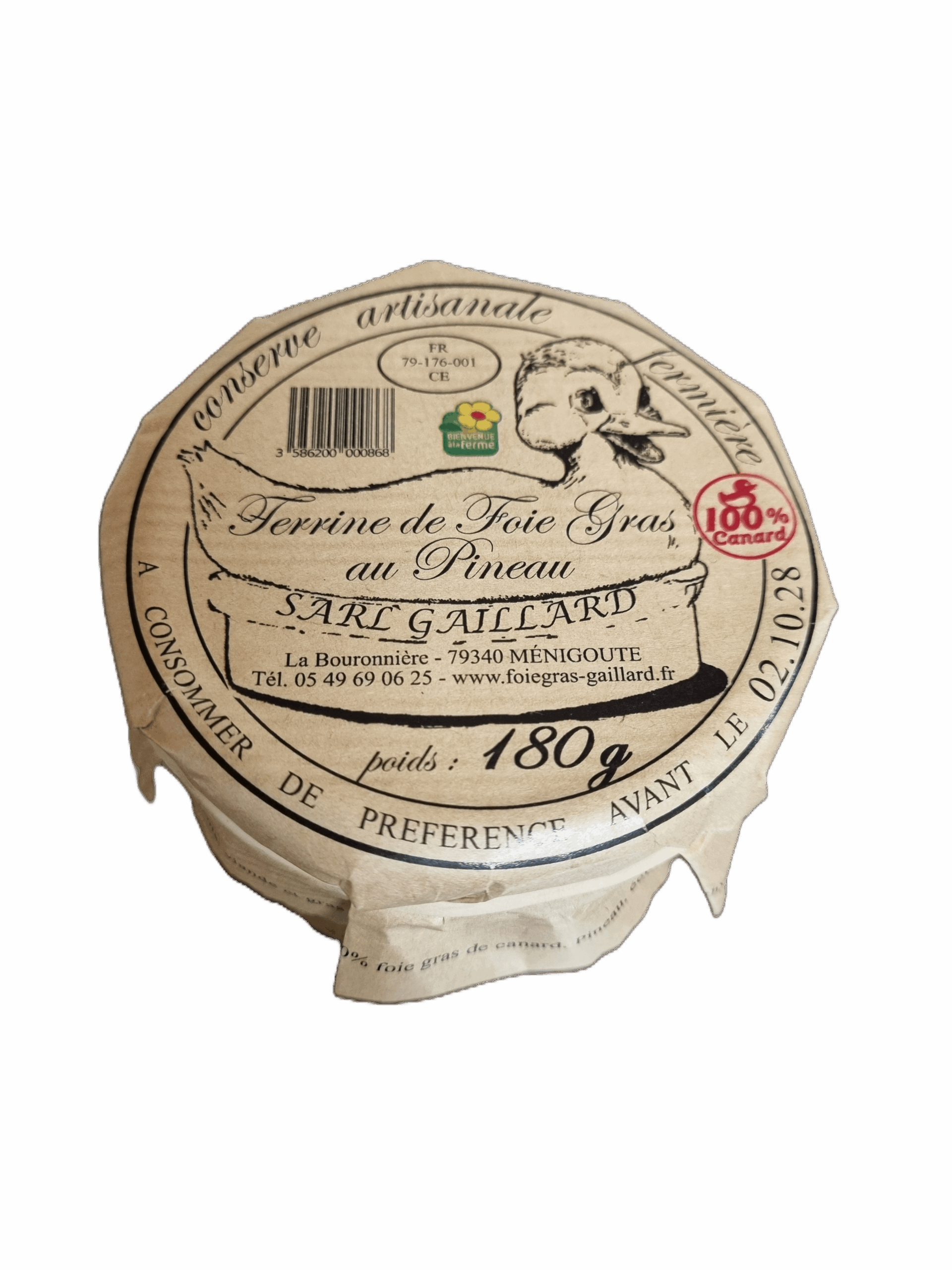 Terrine de foie gras au pineau 180g