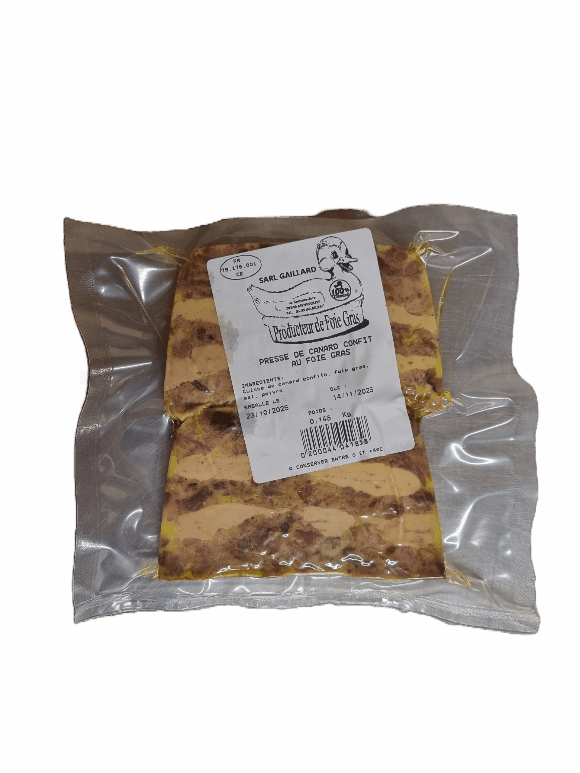 Canard confit au foie gras pressé 135g